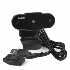 Веб-камера ExeGate BlackView C310 (матрица 1/3" 0,3 Мп, 640х480, 480P, шторка, USB, фиксированный фокус, микрофон с шумоподавлением, универсальное крепление, отверстие под штатив, кабель 1,5 м, Win Vista/7/8/10, Mac OS, черная, RTL)