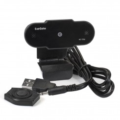 Веб-камера ExeGate BlackView C525 HD Tripod (матрица 1/3" 1,3 Мп, 1280х720, 720P, 30fps, 4-линзовый объектив, шторка, USB, фиксированный фокус, микрофон с шумоподавлением, универсальное крепление, штатив Flex в комплекте, кабель 1,5 м, Win Vista/7/8/10, M