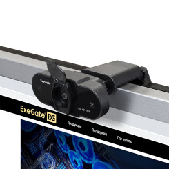 Веб-камера ExeGate BlackView C615 Full HD Tripod (2Мп, 1920х1080, 1080P, 30fps, защитная шторка, штатив Flex в комплекте, фиксированный фокус, 4-линзовый объектив, микрофон с шумоподавлением, универсальное крепление, USB, кабель 1,5 м, Windows® 7/8/10/11,