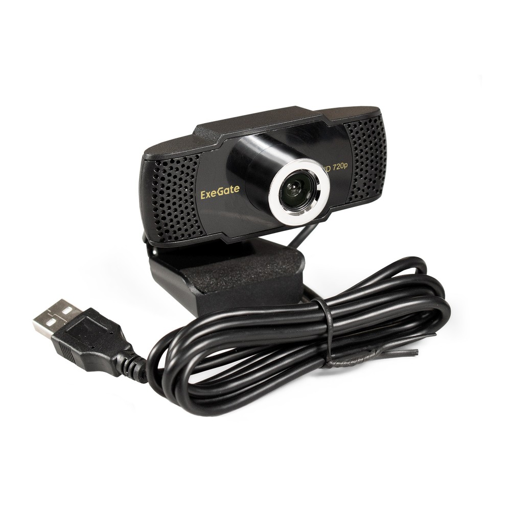 Веб-камера ExeGate BusinessPro C922 HD (матрица 1/3" 1,3 Мп, 1280х720, 720P, 30fps, 4-линзовый объектив, USB, ручной фокус, микрофон с шумоподавлением, универсальное крепление, отверстие под штатив, кабель 1,5 м, Win Vista/7/8/10, Mac OS, черная, RTL)