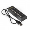 USB-Хаб (концентратор) 4-в-1 ExeGate DUB-42SW (кабель-адаптер USB2.0 --> 4xUSB2.0, кнопки включения/отключения для каждого порта, Plug&Play, черный)