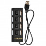 USB-Хаб (концентратор) 4-в-1 ExeGate DUB-42SW (кабель-адаптер USB2.0 --> 4xUSB2.0, кнопки включения/отключения для каждого порта, Plug&Play, черный)
