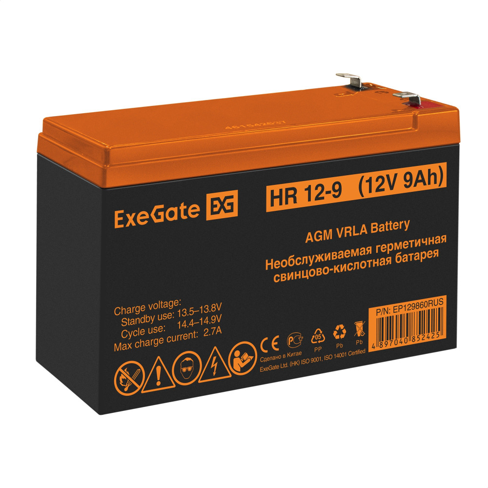 Аккумуляторная батарея ExeGate HR 12-9 (12V 9Ah 1234W, клеммы F2)