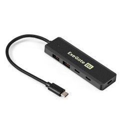 USB-Хаб (концентратор 10Gbps USB SuperSpeed+) 4-в-1 ExeGate DUB-2C2P/10G (кабель-адаптер USB 3.2 Gen2 Type C --> 2xUSB3.2 Gen2 Type-A (10G)/2xUSB3.2 Gen2 Type-C (10G), SuperSpeed+ USB 10Gbps, доп. разъем USB Type-C для подключения источника питания, Plug&