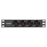 Блок розеток 10" с разъемом C14 ExeGate ServerPro PDU-10H401 Al-4S-C14 (10", 1U, Алюминий, 4 Schuko, C14, (ШхВхГ): 274х45х45 мм, черный, RTL)