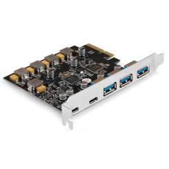 Контроллер ExeGate EXE-313-3A2C 10Gbps (PCI-E x4 v3.0, USB3.2 Gen2 3xType-A + 2xType-C ext., SuperSpeed+ скорость до 10 Гбит/с, ASMedia Chipset ASM3142)
