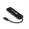 USB-Хаб (концентратор) 4-в-1 ExeGate DUB-4CP/1 (кабель-адаптер USB Type C --> 4xUSB3.0, доп. разъем USB Type-C для подключения источника питания, Plug&Play, черный)