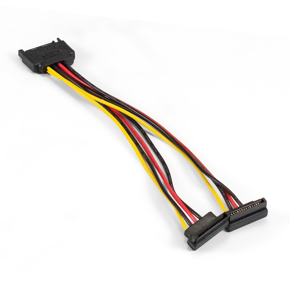 Кабель питания SATA ExeGate EX-CC-SATAM2F (15pin M/2x15pinF, угловые разъемы)