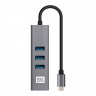 USB-Хаб (концентратор) 4-в-1 ExeGate DUB-4TC (кабель-адаптер USB Type C --> 4xUSB3.0, Plug&Play, корпус алюминиевый, серебристый)