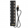 USB-Хаб (концентратор) 7-в-1 ExeGate DUB-72SW (кабель-адаптер USB2.0 --> 7xUSB2.0, кнопки включения/отключения для каждого порта, Plug&Play, черный)