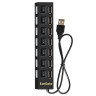 USB-Хаб (концентратор) 7-в-1 ExeGate DUB-72SW (кабель-адаптер USB2.0 --> 7xUSB2.0, кнопки включения/отключения для каждого порта, Plug&Play, черный)