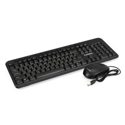 Комплект ExeGate Professional Standard Combo MK150 (клавиатура мультимедийная влагозащищенная 116кл., длина кабеля 1,5м + мышь оптическая 1200dpi, 3 кнопки и колесо прокрутки, длина кабеля 1,2м; USB, черный, RTL)