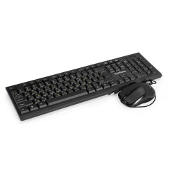 Комплект ExeGate Professional Standard Combo MK170 (клавиатура влагозащищенная 104кл., длина кабеля 1,5м + мышь оптическая 1200dpi, 3 кнопки и колесо прокрутки, длина кабеля 1,2м; USB, черный, RTL)