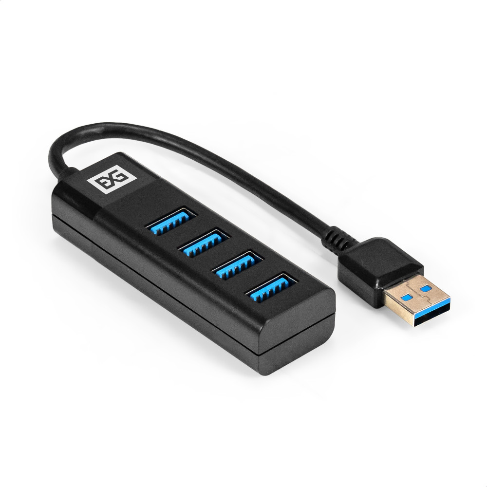 USB-Хаб (концентратор) 4-в-1 ExeGate DUB-4TP (кабель-адаптер USB3.0 --> 4xUSB3.0, Plug&Play, черный)