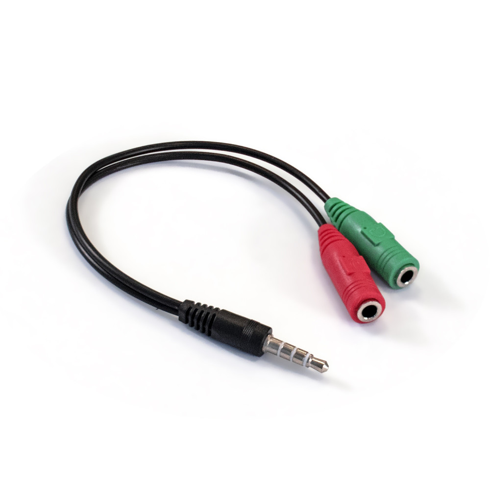 Кабель аудио ExeGate EX-CCA-417-0.2 (3.5mm Jack M 4pin/3.5mm Jack F Stereo+ 3.5mm Jack F микрофон, 0,2м)