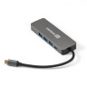 Док-станция 5-в-1 ExeGate DUB-31C/PD/H (кабель-адаптер USB Type-C --> 3xUSB3.0 + PD 100W + HDMI 4K@30Hz, Plug&Play, корпус алюминиевый, цвет серый)