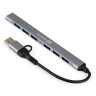 USB-Хаб (концентратор) 7-в-1 ExeGate DUB-761C3 (кабель-адаптер USB Type-A + Type-C --> 6xUSB2.0, 1xUSB3.0, Plug&Play, серебристый)