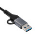 USB-Хаб (концентратор) 7-в-1 ExeGate DUB-761C3 (кабель-адаптер USB Type-A + Type-C --> 6xUSB2.0, 1xUSB3.0, Plug&Play, серебристый)