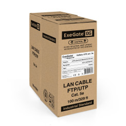 Кабель ExeGate UTP4-C5e-CCA-S26-IN-PVC-GY-100 UTP 4 пары кат.5e CCA, 26AWG, бухта 100м, серый, PVC