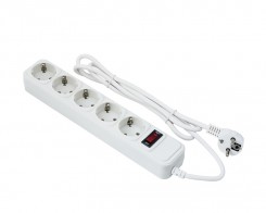 Сетевой фильтр ExeGate SP-5-10W (5 евророзетки с заземлением, 10м, защита от перегрузки, выключатель с подсветкой, белый)