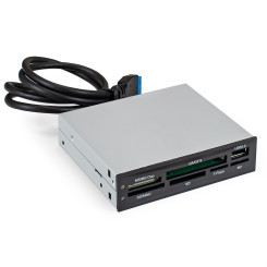 Картридер USB3.0 ExeGate <CR-611U3> (внутренний, 3.5", мультиформатный: SD/SDHC/SDXC/MMC/microSD/T-Flash/CF/MS/MS micro/XD, 1 доп.порт USB3.0, черный, металл)