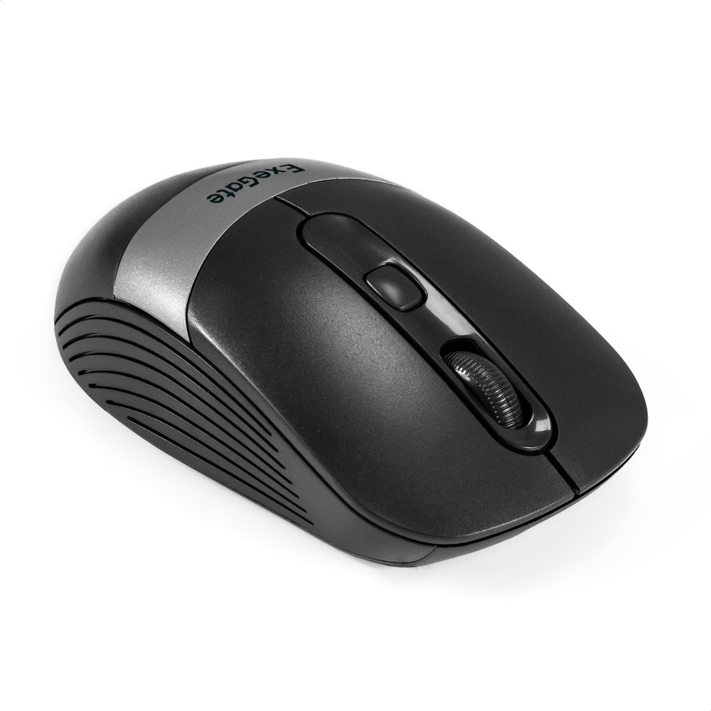 Беспроводная мышь ExeGate Professional Standard FG-10 Grey (радиоканал 2,4 ГГц, USB, оптическая, 1200dpi, 4D, 4 кнопки и колесо прокрутки, черная, серая вставка, RTL)