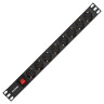 Блок розеток с выключателем с подсветкой ExeGate ServerPro PDU-19H804 Al-8S-EU2.5CU-SW (19", 1U, Алюминий, 8 Schuko, кабель с евровилкой VDE-250V-16A-3*1.5mm2, медь, 2.5 метра, выкл. с подсветкой, черный, RTL)
