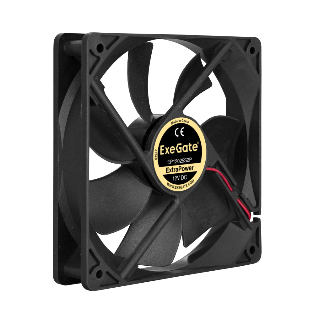Вентилятор 12В DC ExeGate ExtraPower EP12025S2P (120x120x25 мм, Sleeve bearing (подшипник скольжения), 2pin, 1800RPM, 28dBA)