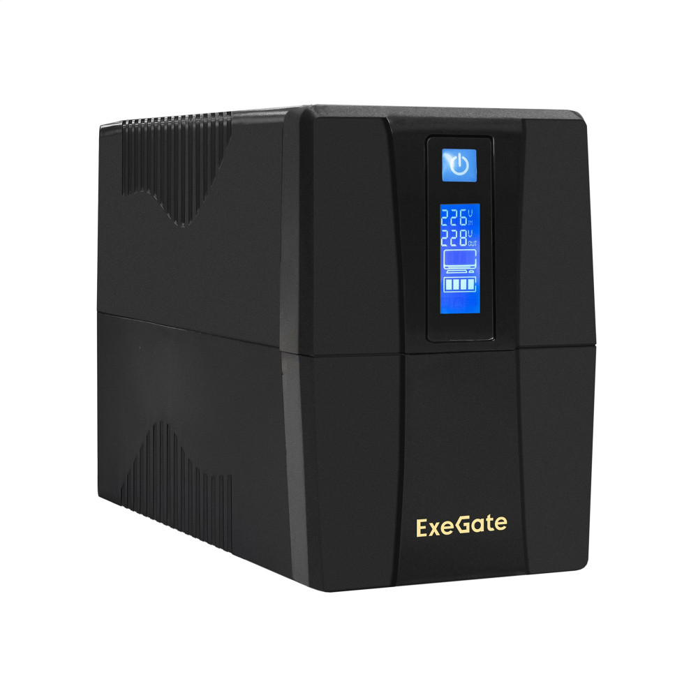 ИБП ExeGate Power Smart ULB-850.LCD.AVR.4C13.RJ.USB (850VA/480W, LCD, AVR, 4*C13, RJ45/11, USB, батарея 12V 9Ah, Black)