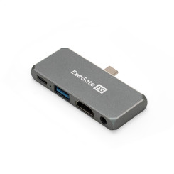 Адаптер для устройств на android/ios/Windows 5-в-1 ExeGate DUB-31C/PD/HA (док-станция USB Type-C --> 1xUSB3.0 (5Gb/s) + Type-C DATA (5Gb/s) + PD 100W + HDMI 4K@30Hz + Audio, Plug&Play, подходит для устройств на android/ios/Windows, в том числе для iPad Pr
