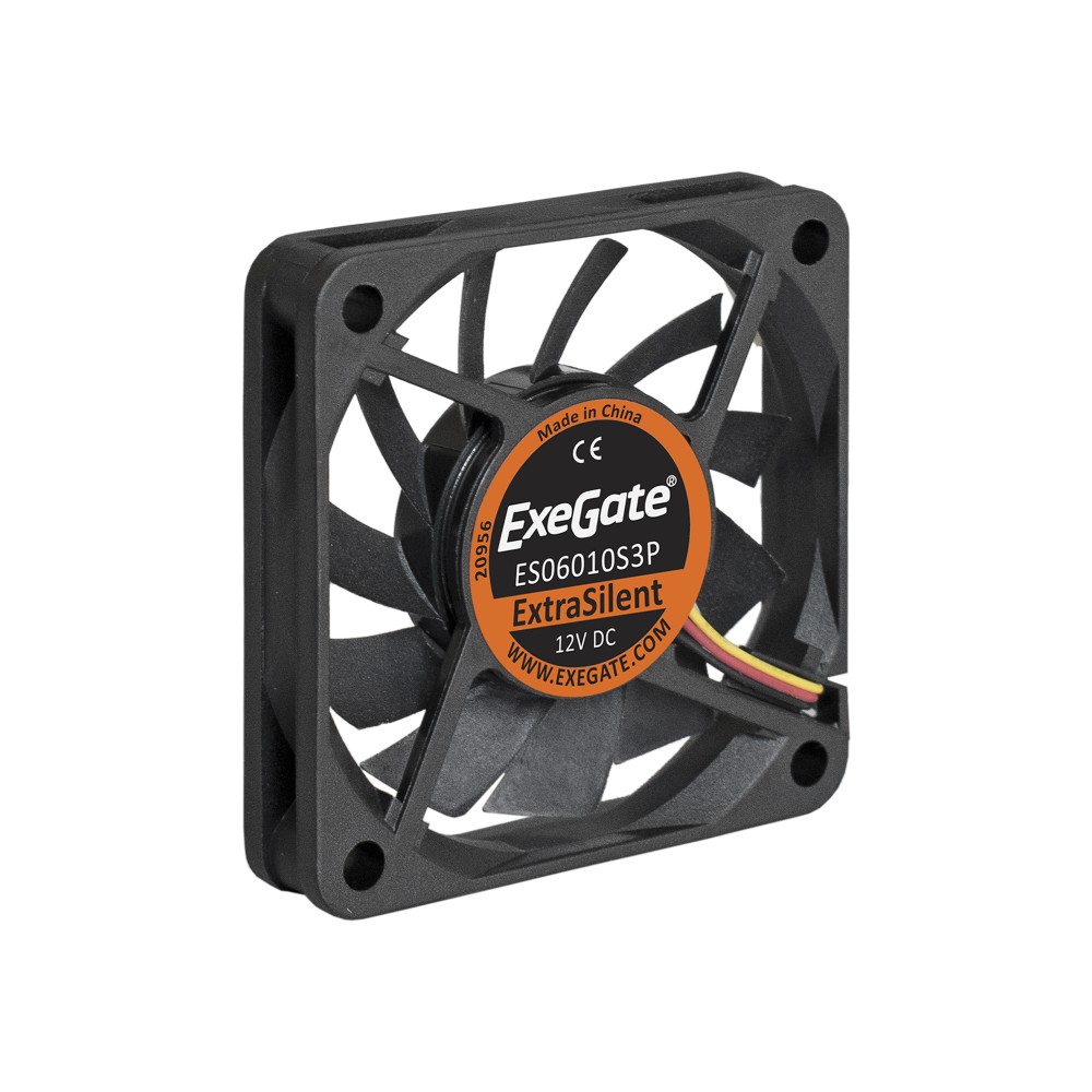 Вентилятор 12В DC ExeGate ExtraSilent ES06010S3P (60x60x10 мм, Sleeve bearing (подшипник скольжения), 3pin, 2000RPM, 16dBA)