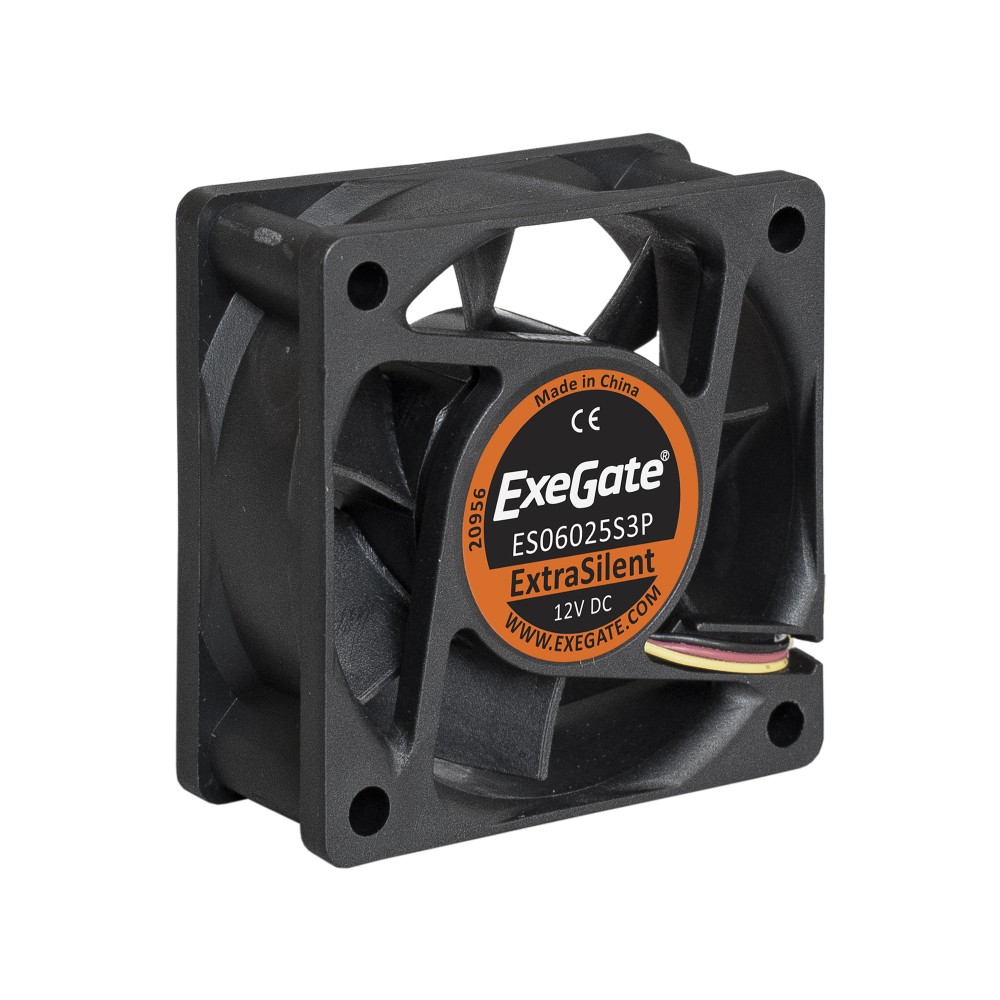 Вентилятор ExeGate ExtraSilent ES06025S3P, 60x60x25 мм, Sleeve bearing (подшипник скольжения), 3pin, 2500RPM, 22dBA