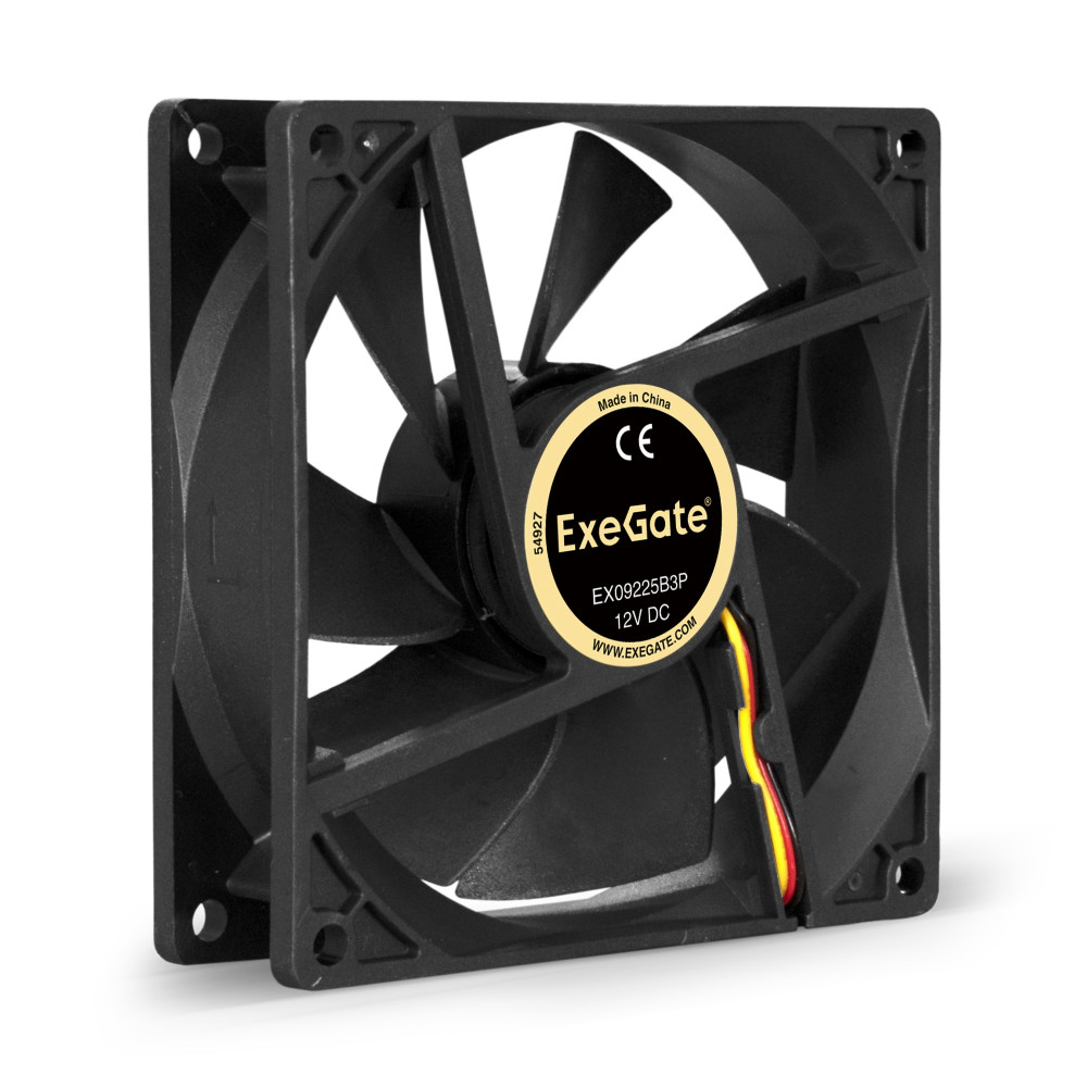 Вентилятор 12В DC ExeGate EX09225B3P (92x92x25 мм, 2-Ball (двойной шарикоподшипник), 3pin, 2150RPM, 25dBA)