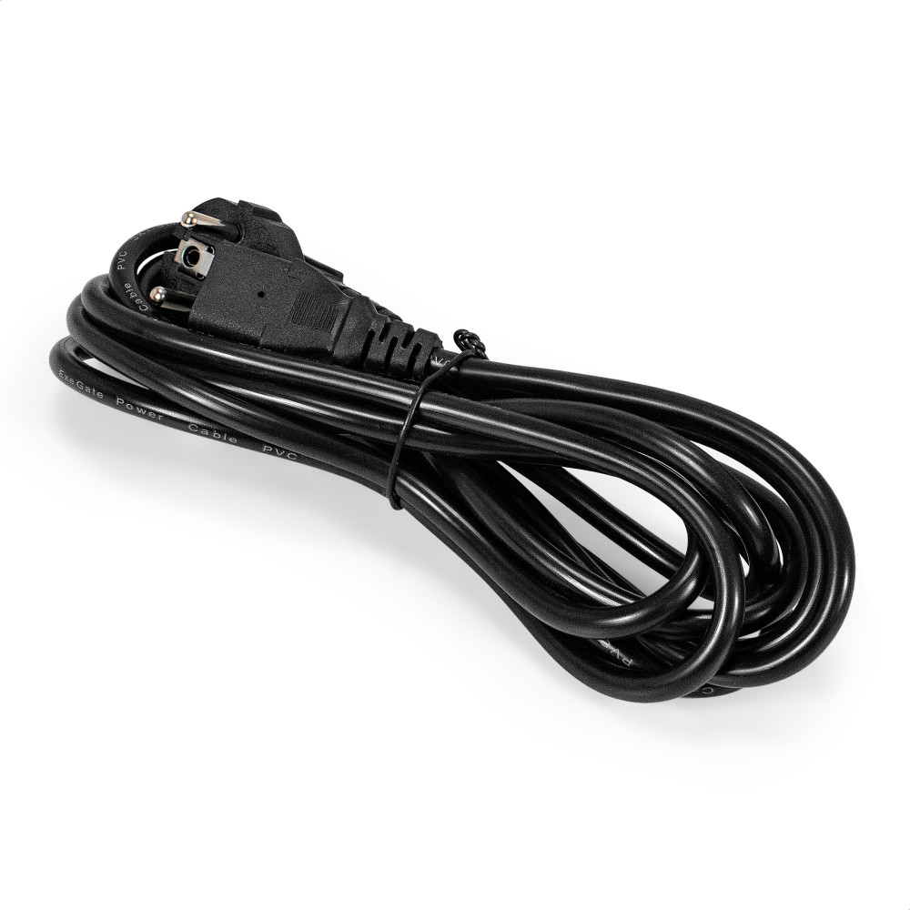 Кабель питания ExeGate Special PC-3S-Schuko(У)->C13/3x0.75 (Евровилка угловая Schuko->C13, 3*0.75mm2, CCA, черный, 3м)