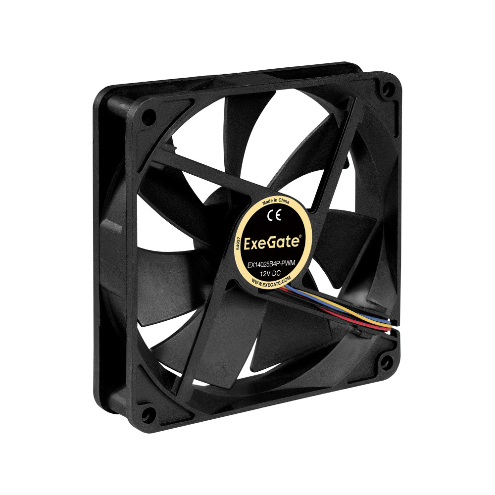 Вентилятор 12В DC ExeGate EX14025B4P-PWM (140x140x25 мм, 2-Ball (двойной шарикоподшипник), 4pin, PWM, 0-1200 RPM, 0-24dBA)