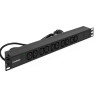 Блок розеток с кабелем с евровилкой ExeGate ServerPro PDU-19H005 Al-10C13-EU3CU (19", 1U, Алюминий, 10 IEC 320 C13, кабель с евровилкой VDE-250V-16A-3*1.5mm2, медь, 3 метра, индикатор питания, черный, RTL)