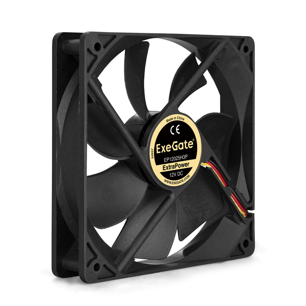 Вентилятор 12В DC ExeGate ExtraPower EP12025H3P (120x120x25 мм, Hydraulic bearing (гидродинамический), 3pin, 1800RPM, 28dBA)