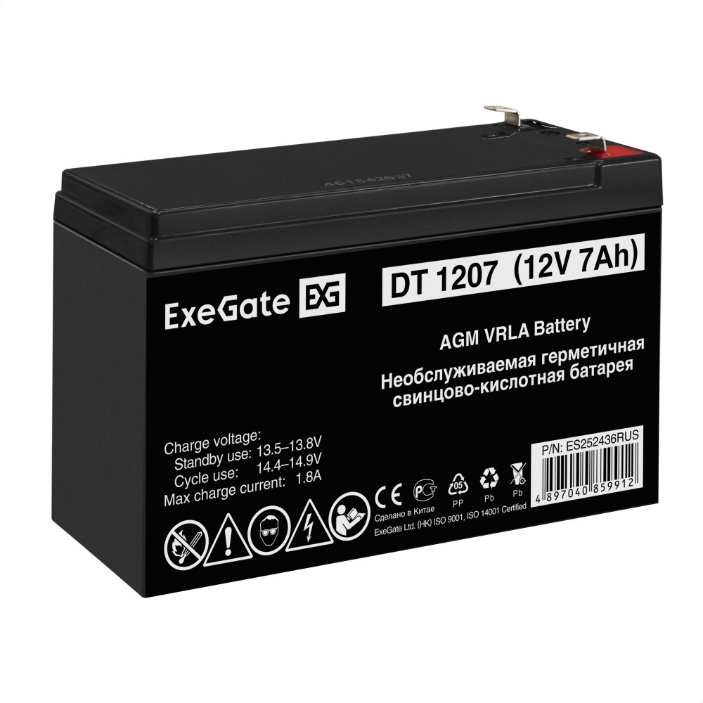 Аккумуляторная батарея ExeGate DT 1207 (12V 7Ah, клеммы F1)