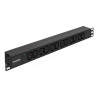 Блок розеток с разъемом подключения C20 ExeGate ServerPro PDU-19H007 Al-12C13-C20 (19", 1U, Алюминий, 12 IEC 320 C13, C20, индикатор питания, черный, RTL)