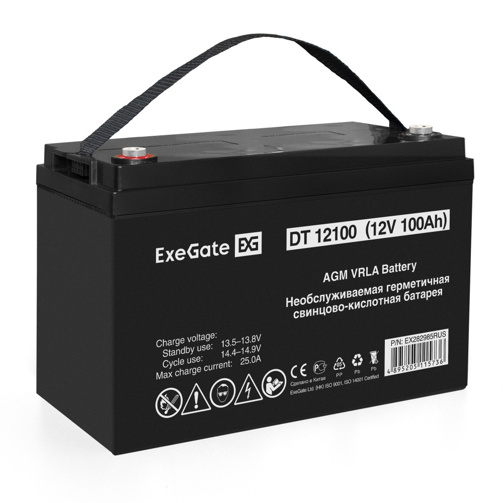 Аккумуляторная батарея ExeGate DT 12100 (12V 100Ah, болт М6)
