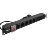 Блок розеток с выключателем с подсветкой ExeGate ServerPro PDU-19H009 Al-5C135S-EU2.5CU-SW (19", 1U, Алюминий, 5 IEC 320 C13, 5 Schuko, кабель с евровилкой VDE-250V-16A-3*1.5mm2, медь, 2.5 метра, выкл. с подсветкой, черный, RTL)