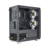 Корпус Minitower ExeGate Mistery R3-NPX400 (mATX, БП 400NPX с вент. 12 см, 2*USB+1*USB3.0, аудио, черный, 4 вент. 12см с RGB подсветкой, боковая панель - закаленное стекло)