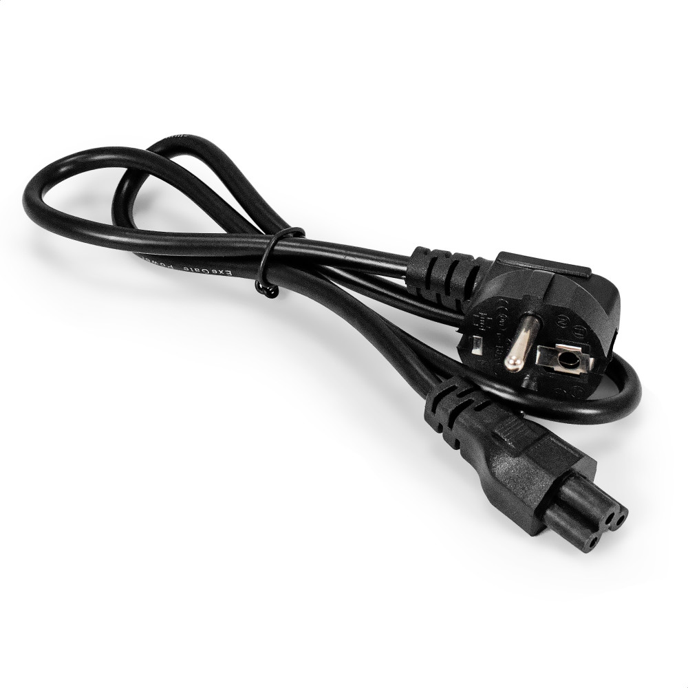 Кабель питания ноутбуков ExeGate Power PC5-0.75P-Schuko->C5/3x0.5Cu (Евровилка Schuko->C5, VDE-250V-3*0.5mm2, медь, черный, 6A, 0.75м)