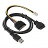 Планка USB на переднюю панель ExeGate U5H-625, 5,25", 4*USB3.0, черная, металл, подсоед. к MB
