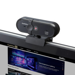 Веб-камера широкоугольная ExeGate Stream C925 Wide Full HD T-Tripod (2Мп, 1920х1080, 1080P,30fps, защитная шторка, телескопический штатив Tripod Tele Ball, фиксированный фокус, широкоугольный 4-линзовый объектив 79°, микрофон с шумоподавлением, универсаль