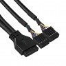 Планка USB на переднюю панель ExeGate U5H-627, 5,25", 2*USB3.0+2*HD Audio, черная, металл, подсоед. к MB