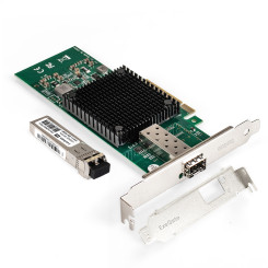Комплект: Сетевой адаптер SFP+ ExeGate EXE-X520-DA1 + Трансивер Multi-Mode до 300м EXT-10G-MM850-LC2-300M (EX296227RUS PCI-E x8 v2.0, порты 1x SFP+ 10Gb/s (10/5/2.5/1Gb/s, 100Mb/s), Server NIC Intel Chipset JL82599EN + EX298327RUS: Tx:850/Rx:850 нм, до 30