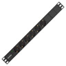 Блок розеток с кабелем с евровилкой ExeGate ServerPro PDU-19H602 Al-6S-EU2CU (19", 1U, Алюминий, 6 Schuko, кабель с евровилкой VDE-250V-16A-3*1.5mm2, медь, 2метра, индикатор питания, черный, RTL)