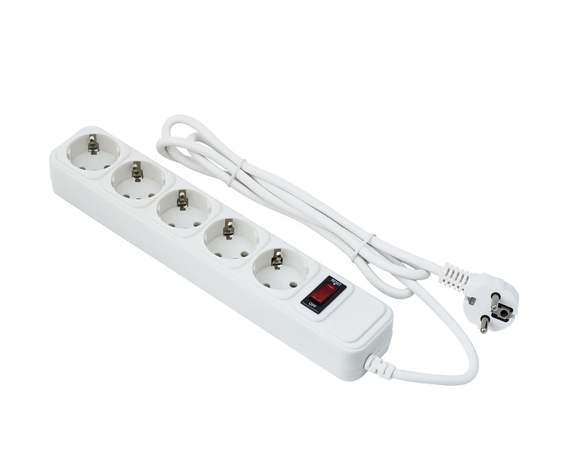 Сетевой фильтр ExeGate SP-5-3W (5 евророзетки с заземлением, 3м, защита от перегрузки, выключатель с подсветкой, белый)