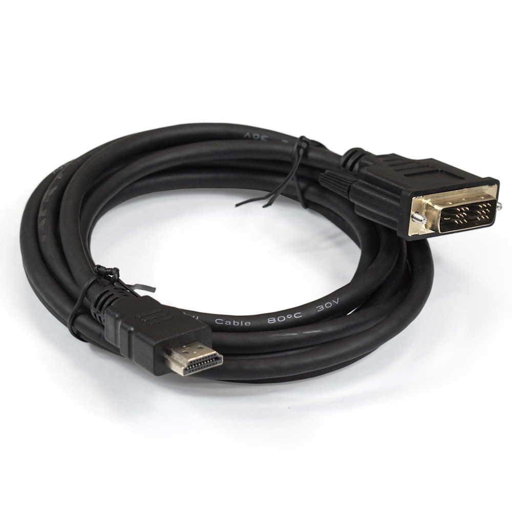 Кабель HDMI-DVI ExeGate EX-CC-HDMIM-DVIM-3.0 (19M/19M, single link, 3м, позолоченные контакты)